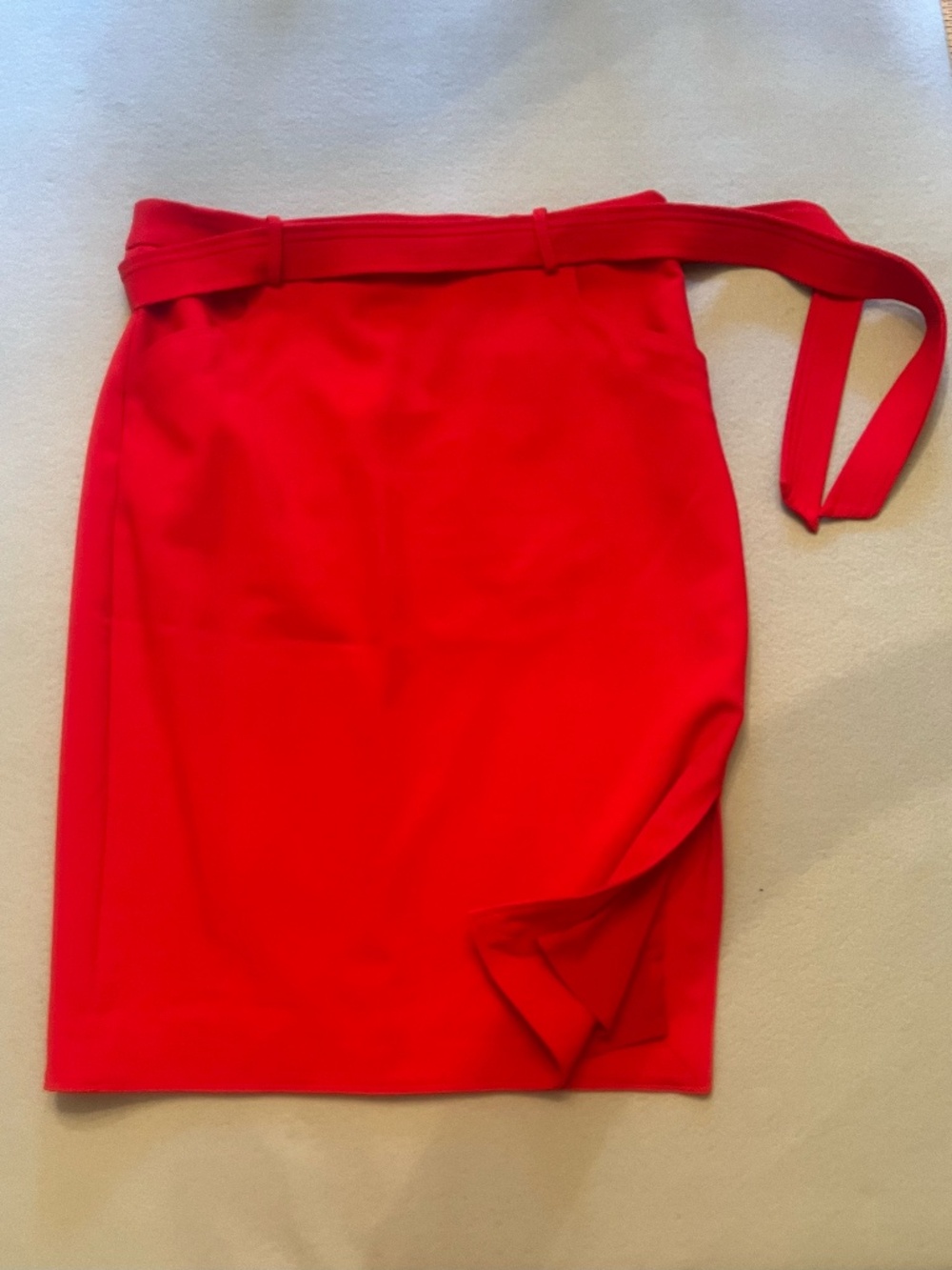 Banana Republic | Vibrant Red Belted Pencil Skirt with Side Split